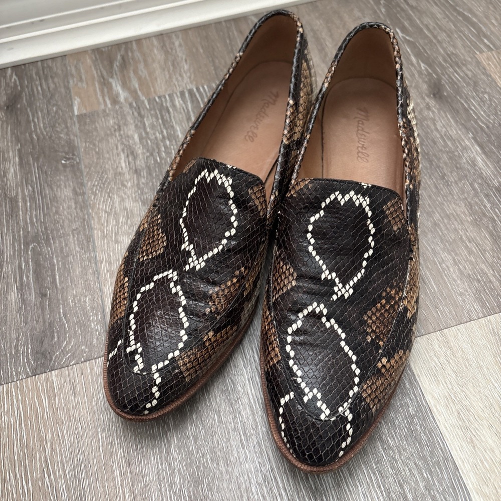 Madewell The Frances Loafer In Snake Embossed Leather Sz Women's 11